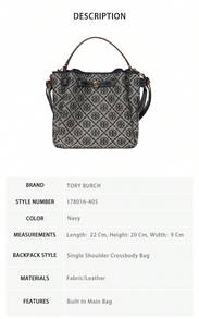 Tory Burch Romy T Monogram Women's Shoulder Bag 178016-405 - 海軍藍178016-405 - 查看 9