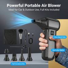 Snow Blower & Brushless Turbo Air Duster, 9,000,000 RPM, 79m/S Wind Speed, 3-Speed LCD Display, High-Brightness Focused LED Spotlight, Dual 4000mAh Batteries, 15-105 Minutes Runtime, 3-Hour Type-C Charging, Suitable For BBQ, Car, Computer And Home Cleaning Full Set - Violet Purple - View 7
