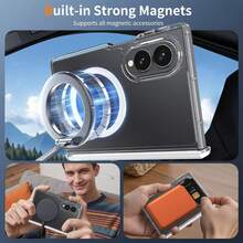 Transparent Magnetic Phone Case, Compatible With MagSafe, Spring Magnetic Hinge Protection, Strong Magnetic Ultra-Thin 360° Protective Phone Cover, Compatible With Samsung Galaxy Z Fold8, Z Fold 8 Ultra, Z Fold 7, Z Fold 6, Z Fold 5 - Clear - View 5