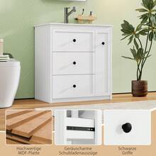 76 X 82, Freestanding Vanity, Fully Painted, Side Drawer, Ample Storage Space, Integrated Ceramic Sink, Low-Noise Sliding Rails, White. - 1 - View 3