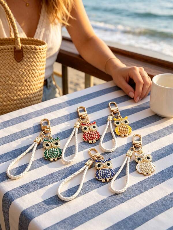 1pc Fashionable Korean Style Exquisite Creative Versatile Cute Premium Animal Owl Keychain Bag Charm Accessory, Suitable For Women's Car Key Bag Pendant Decoration And Daily Gift
