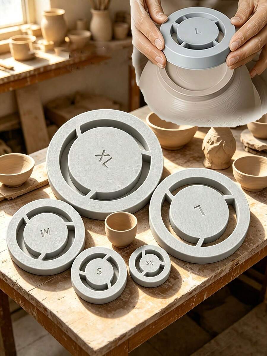 5 buah Cetakan Kaki Pemusat Keramik, Alat Pembentuk dan Penekan Dasar Tanah Liat yang Dapat Digunakan Kembali, Cocok untuk Pembuatan Mug, Mangkuk, Piring Keramik, Dekorasi Taman Luar Ruangan, dan Aksesoris Dapur.