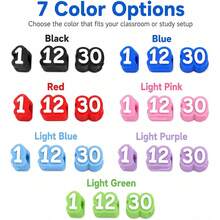 30pcs/Set Numbered Pencil Caps, 1-30 Reusable Classroom Pencil Labels, Teacher Pencil Tracking Markers, Suitable For Stationery Stores And School Management, Blue, 1-30 Numbered - Multiple Styles - View 7