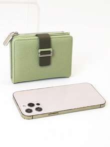 MINGYOU Fashion Soft Textured Handheld Short Wallet Zipper Coin Purse - Green - View 7