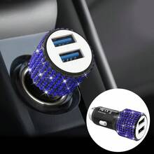 1pc Sparkling Rhinestone Car Charger, Fast Charging USB A/C Type Car Phone Charger, Diamond Adapter, Compatible With 3-In-1 Fast Charging For Car, Retractable Data Cable, Supports Phones, Dashcams, GPS And More, Handmade, Ideal Gift For Men And Women On Holidays/Birthdays - Multicolor - View 118