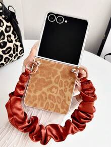 1pc Girls Electroplated Leopard Print Scarf Bracelet Style Smart Phone Case Protective Cover Portable Design Phone Case Protective Cover Compatible With Samsung Galaxy Z Flip8, Galaxy ZFlip 7, Galaxy ZFlip 7FE, Galaxy ZFlip 6, Galaxy ZFlip 5 Back To School Season - Multicolor - View 4