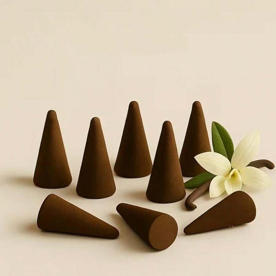 Ancient Method Essential Oil Infused Handmade (Musk Incense Cone) Emits Rich Fragrance, Suitable For Bedroom, House Cleaning, Meditation, Yoga And Clearing Negative Energy. Perfect For Home Or Room Purification. - Musk Incense Cone - View 1