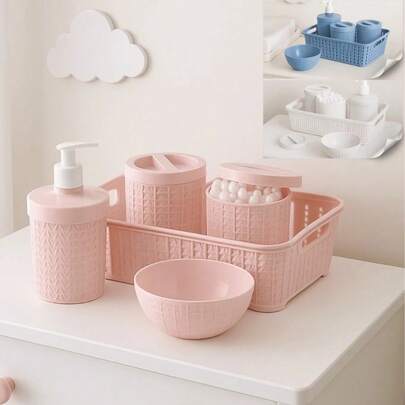 Kit Higiene Bebê 5 Peças  -  enxoval, maternidade ROSA