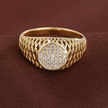 1pc Fashion Geometric Hollow Round Design Cubic Zirconia Women's Ring - Multicolor - View 7