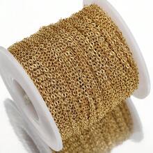 2m Stainless Steel Sunflower Chain Gold Embossed O-Ring Chain For DIY Necklace Bracelet Jewelry Accessories - Stainless Steel Chain - View 5