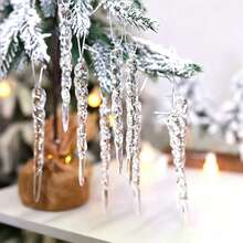 12/24/36pcs Crystal Clear Christmas Tree Hanging Icicle Decorations, Suitable For Holiday And Winter Party Decor - Multicolor - View 3
