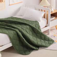 1PC Comforter, Lightweight And Warm Solid Color Quilte - Olive Green - View 2