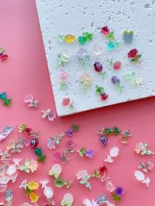 100pcs/Bag Resin Mini Colorful Roses, Aurora Flowers Valentine's Day Spring Flowers, Random Color DIY 3D Bouquet Mini Nail Art Decor, Nail Art Supplies - Multicolor - View 4