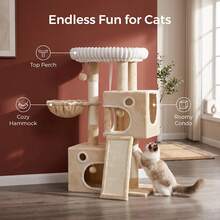 HaluPeit Three Color 100.5cm Cat Climbing Frame, Integrated Cat Scratch Column Cave Amusement Tower, Suitable For Indoor Use - Beige - View 3