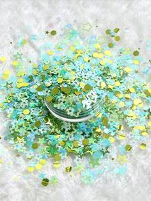 1袋綠色巫師蝴蝶兔子混色樹脂亮片，環氧樹脂模具填充材料，珠寶DIY手工配件，可愛寵物識別牌製作，6mm - 彩色 - 查看 2