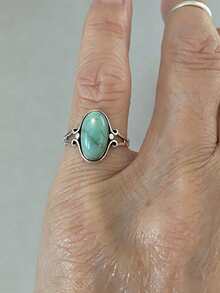 1pc Artificial Turquoise Women's Ring, Perfect For Parties And Birthdays, Exquisite Jewelry Gift For Girls - Silver - View 8