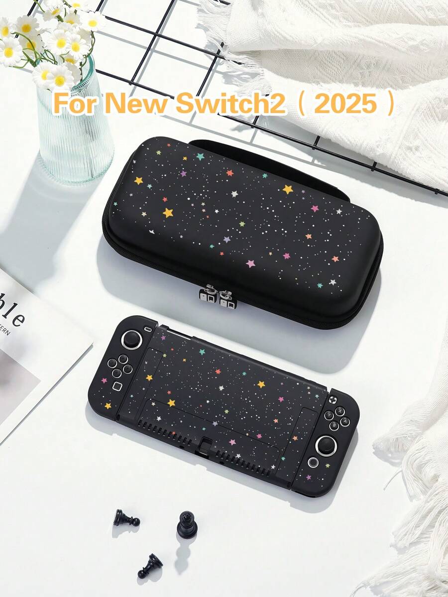 1pc Starry Dot Design Protective Case, Compatible With Switch 2nd Gen (2025) With Openable Stand, For Switch NS/Switch OLED, Suitable For Switch 2 Game Console Accessories, Storage Bag, Switch Protective Case, Romantic Gift For Switch Players - Multicolor - View 1