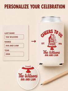Personalized Wedding Can Coolers, Custom Text Can Sleeves For Reception Drinks, Bride And Groom Cake Design, Wedding Favors For Guests - Multicolor - View 4