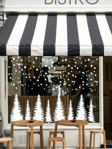 4pcs Christmas Window Stickers, Removable PVC Christmas Tree Decals, Snow Scene Christmas Forest Tree Double-Sided Reusable Winter Window Stickers, Suitable For Holiday Christmas Party Home Window Glass Decoration - Multi-color - View 7