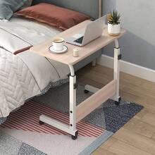 1 Pieza Mesa de Noche Móvil Ajustable en Altura (Decoraciones de Escritorio No Incluidas), Equipada con Ruedas Universales Bloqueables, Altura Ajustable Libremente, Escritorio de Computadora Móvil Simple, Adecuado para Trabajar en el Dormitorio y Estudiar al Lado del Sofá. - Multicolor - Ver 7
