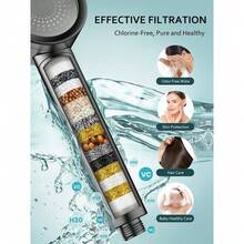 Water Saving 30% High Pressure Hand Held Shower Head With Built-In Filtration, 3 Function Settings, 1.5 Metre Hose And Silicone Massage Nozzle For Pleasant Shower Routine - A - View 6