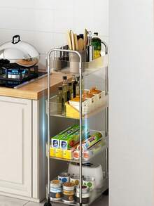 1pc Multi-Layer (2/3/4-Tier) Transparent Multi-Functional Trolley, Storage Rack, Strong Load-Bearing Capacity, Swivel Wheels, Lockable, Convenient And Flexible, Acrylic Material, Floor-Standing Mobile Snack Storage Cart,Suitable For Kitchen, Bathroom - Multicolor - View 11