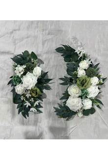 2pcs/Set Artificial Lavender Rose Wedding Arch Flowers, Suitable For Wedding Welcome Sign And Arch Decoration (Lavender Green) - Green - View 9
