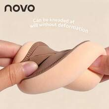 NOVO 1個藍色/棕色海綿化妝蛋，雙用柔軟氣墊粉撲，適用液態、乳霜與粉狀底妝完美上妝，無乳膠，底妝化妝工具，眼部與角落設計，柔軟親膚 - 彩色 - 查看 3