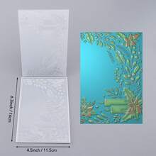 1件 3D壓花模版，DIY剪貼簿用品，花卉蠟燭圖案塑膠壓花模版，適用於卡片製作、剪貼簿及其他紙藝手工 - 彩色 - 查看 3
