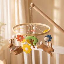 1 buah Mainan Gantung Tempat Tidur Bayi Bentuk Jamur, Wortel, dan Kelinci, Mainan Gantung Hewan Bebek dari Kain Felt Lembut, Mainan Gantung Sensorik Visual untuk Kamar Bayi, Hadiah Baptisan Bayi Baru Lahir - Hijau - View 11