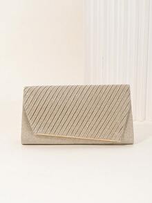 LJDCRFT Elegant Pleated Envelope Evening Clutch For Women, Sparkling And Luxurious, Suitable For Formal Occasions Such As Weddings, Balls, And Banquets. - Champagne - View 4
