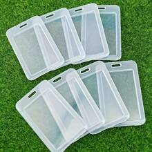2/5pcs Semi-Transparent ID Card Holders, Rectangular Rounded Corner Design, Clear Transparent Window On Front, Pre-Punched Hole At Top, Smooth Edges, Lightweight And Portable, Suitable For ID Cards, Work Badges, Student Cards, Access Cards, Exhibition Badges, Ideal For Office, Campus, Exhibition, Event Check-In, Back To School, Thanksgiving Gift, Halloween Gift, Christmas Gift - A - View 8