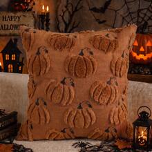 1PC Halloween Pumpkin Pattern Decorative Pillowcase, Soft Plush Sofa Cushion Cover, Suitable For Home Use - Caramel - View 6