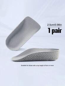 1 Pair/2 Pairs Unisex Thick Soft Sole Height Increasing Invisible Half-Palm Insoles With Arch Support, Comfortable Shoe Accessories For Boots And Sneakers, Suitable For Petite People - Grey - View 8