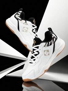 KUMPOO Professional Training Shoes Men'S Low Top / Anti-Slip & Shock Absorption / Lightweight Badminton Sports Shoes / KHR-D21 - White/Black - View 1