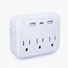 6-In-1 Portable Surge Protector With 3 AC Outlets, 2 USB Ports, And 1 USB-C Port For US Travel - US B Type Plug(110-127V) - View 6