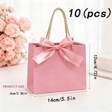 10pcs Thank You Gift Boxes With Handles, Approx. 14.9 X 6.9 X 11.9cm, Gold Foil Printed Thank You Text, Bow Decor Small Paper Boxes, Suitable For Christmas, Wedding, Birthday Party And Other Occasions (Pink) - View 9