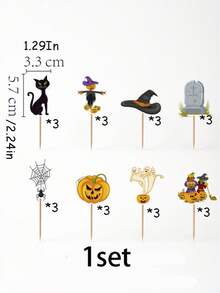 1 Set Halloween Cupcake Decorations, Spider Web, Pumpkin Toppers, Party Decor, Suitable For Holiday Party Decoration, Atmosphere Props - Multicolor - View 10