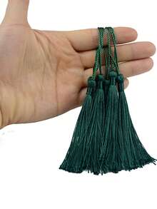 20/50/100pcs 13cm/5 Inch Silky Floss Bookmark Tassels With 2-Inch Cord Loop And Small Chinese Knot For Jewelry Making, Souvenir, Bookmarks, DIY Craft Accessory - 13cm Dark Green - View 5