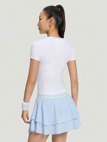 Adidas Women's SEAMLESS SS TEE Short Sleeve T-Shirt Knit Collarless Short TLF5030 - White - View 4