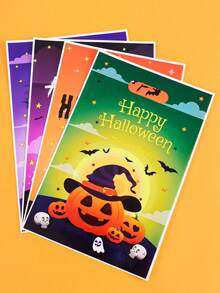 20/50pcs Halloween Plastic Gift Bags, Ghost Bat Pumpkin Print With Handle Candy Bags, Game Theme Party Boys Girls Halloween Supplies - Multicolor - View 4