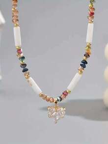 1pc Bohemian Artificial Crystal Heart Necklace, Women's Graduation Season Couple Jewelry Gift - Necklace - View 1