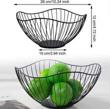 Round Metal Fruit Basket, Modern Wire Fruit Bowl For Kitchen Storage - View 3