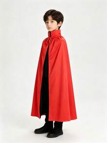 Halloween Kids Vampire Red & Black Double-Layer Cape, Reversible Grim Reaper Cloak For Stage Performance - Multicolor - View 3