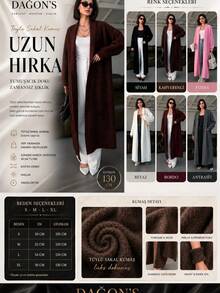 Women's Chenille Fabric Long Knit Cardigan - Burgundy - View 2
