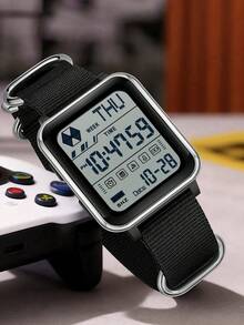 SANDA. SANDA Men's Digital Watch With Multifunction Square Dial And Silicone Strap - one-size - View 4