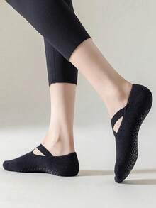 1/2/3/5 Pairs Women's Short Socks, Non-Slip Silicone Bottom Grip Socks, Cross-Strap Indoor Yoga Socks, Dance & Fitness Socks - Multicolor - View 6