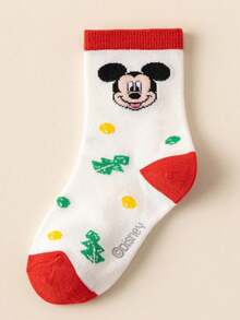 1/4/8雙 Disney兒童中筒襪，條紋可愛米老鼠秋冬聖誕趣味襪 - 彩色 - 查看 8