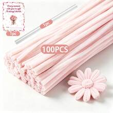 102/254/504Pcs Pipe Cleaner Flower DIY Craft Kit, Multi-Color Fuzzy Chenille Stems Set For Handmade Bouquet, Parent-Child Activity, Home Decor, Holiday Gift, Beginner Art Craft Supplies With Floral Stems, Floral Tape & Step-By-Step Tutorial Video. - Pink - View 18