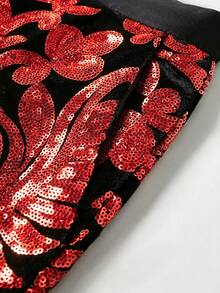 Men's All-Over Print Casual Versatile Daily Travel Suit Trousers With Pockets - Red - View 4